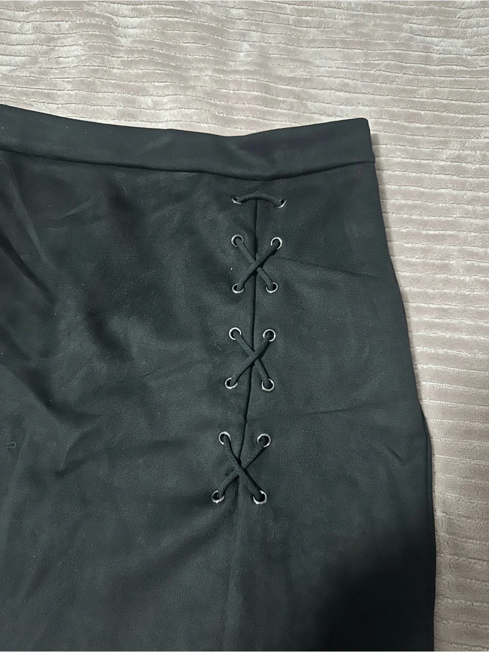 Black lace up mini skirt